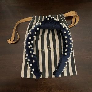 Lele Sadoughi Blue Velvet Pearl Headband